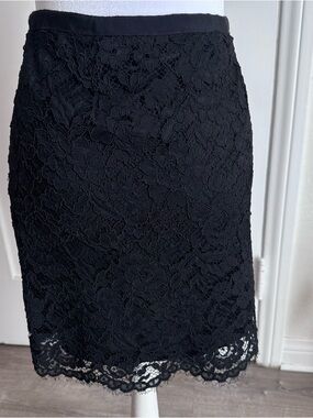 DKNY 90s Black Floral Lace Pencil Skirt Size 14